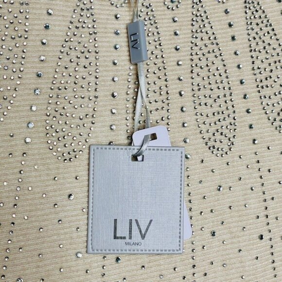 Liv Milano YUMMY Pullover Rhinestone Studded Knit Sweater - Ivory - M - Picture 7 of 10